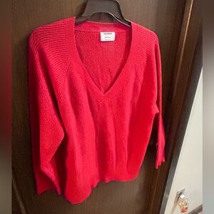 Old Navy Women's Bold Red V-Neck Sweater